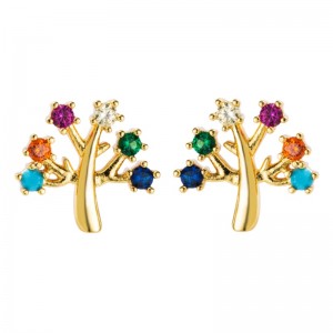 الأوروبية والأمريكية مطلي بالذهب الحقيقي الذهب البصرية اللون الزركون الأذن ترصيع، أقراط شخصية اكسسوارات، أقراط زهرة مزاجه المألوف