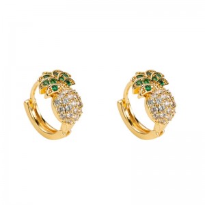 الربيع والصيف الجديدة الأوروبية والأمريكية المصدر عبر الحدود المصدر الأناناس أقراط الأناناس الإناث النحاس الصغرى مطعمة الزركون كوريا الجنوبية أقراط بسيطة لطيف