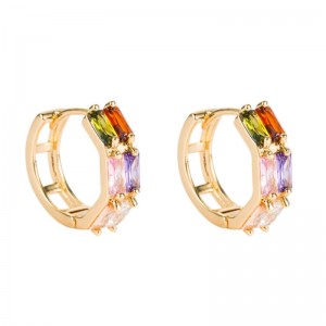 المصدر عبر الحدود التجارية التجارة الخارجية هندسية صف مزدوج الزركون أقراط الإناث النحاس البصرية اللون الزركونيوم الهيب هوب القرط الأقراط بالجملة