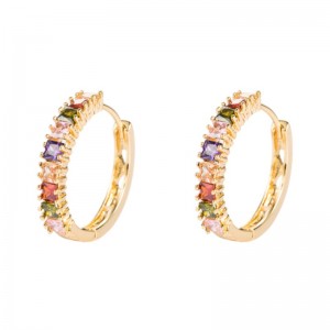 Iss شخصية الأوروبية والأمريكية مبالغ فيها أقراط زركون مربعة أقراط الإناث النحاس النقي مطلي الذهب مطلي أقراط أقراط بالجملة