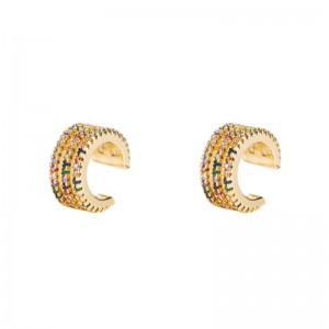 أزياء جديدة الأوروبية والأمريكية الرجال والنساء الأذن العظام كليب النحاس مايكرو مطعون اللون الزركونيوم بسيط الأذن كليب دون ثقب الأقراط الهيب هوب