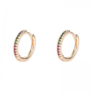 الأوروبي والأمريكي شخصية الأزياء الرياح الباردة مطعمة قليلا اللون الزركون النحاس مطلية بالذهب الأذن مشبك دائرة أقراط الهيب هوب القرط